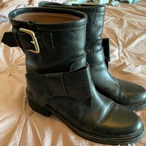 Gently used Red Valentino combat boots with bow accent